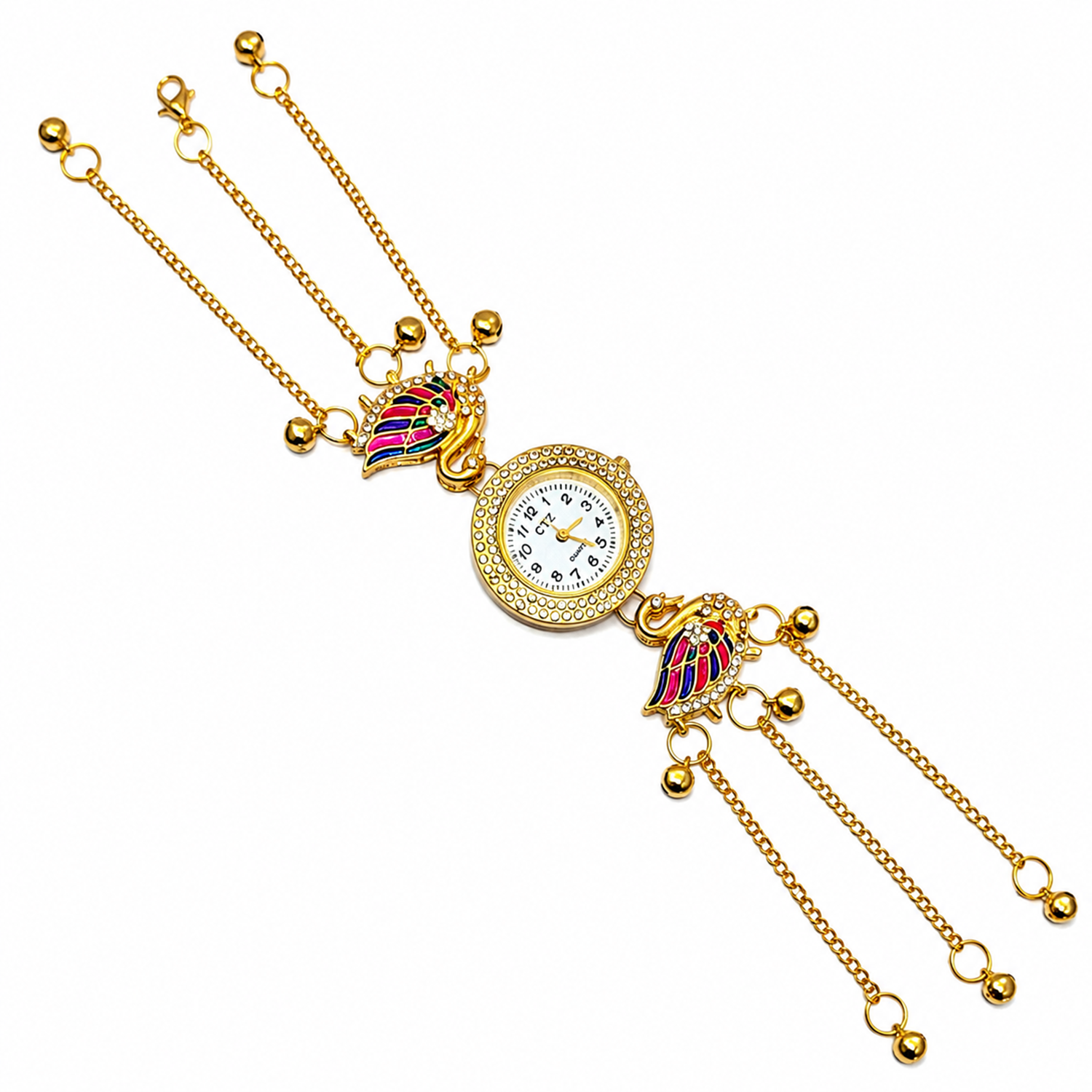 Swan Design Crystal Stone Kashmiri Watch for Girls & Women