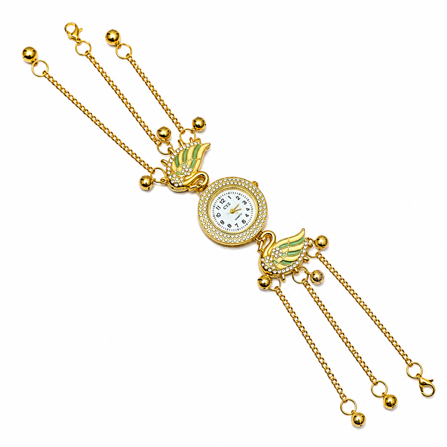 Swan Design Crystal Stone Kashmiri Watch for Girls & Women