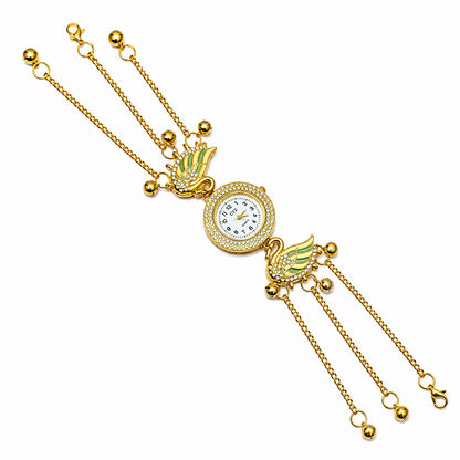 Swan Design Crystal Stone Kashmiri Watch for Girls & Women
