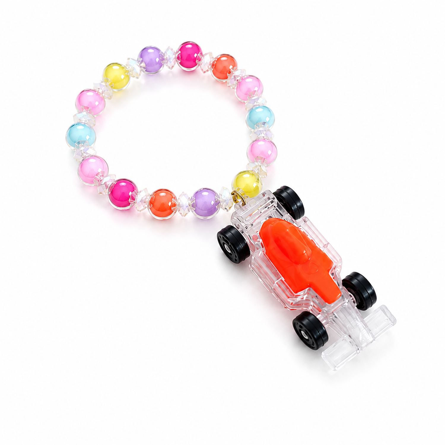Cute Racing Car Charm Beaded Bracelet for Girls
