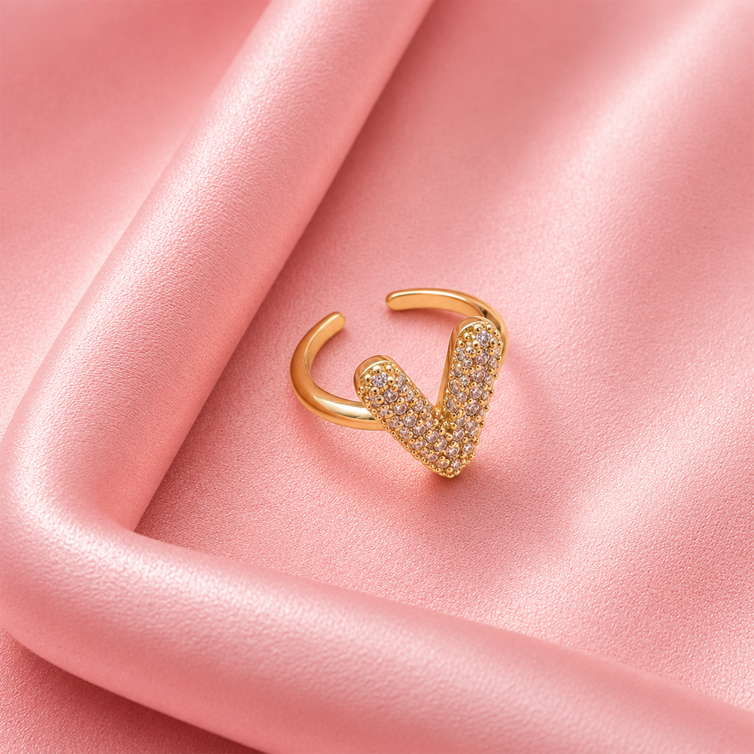 Sparkling Alphabet Letters CZ Stones Rings For Girls & Women's