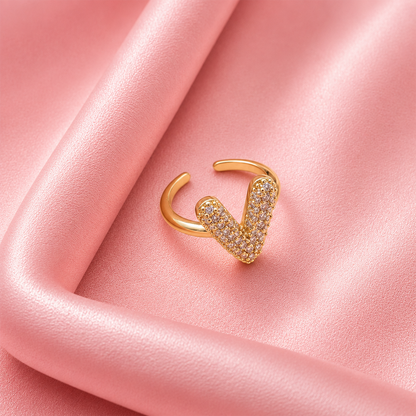 Sparkling Alphabet Letters CZ Stones Rings For Girls & Women's
