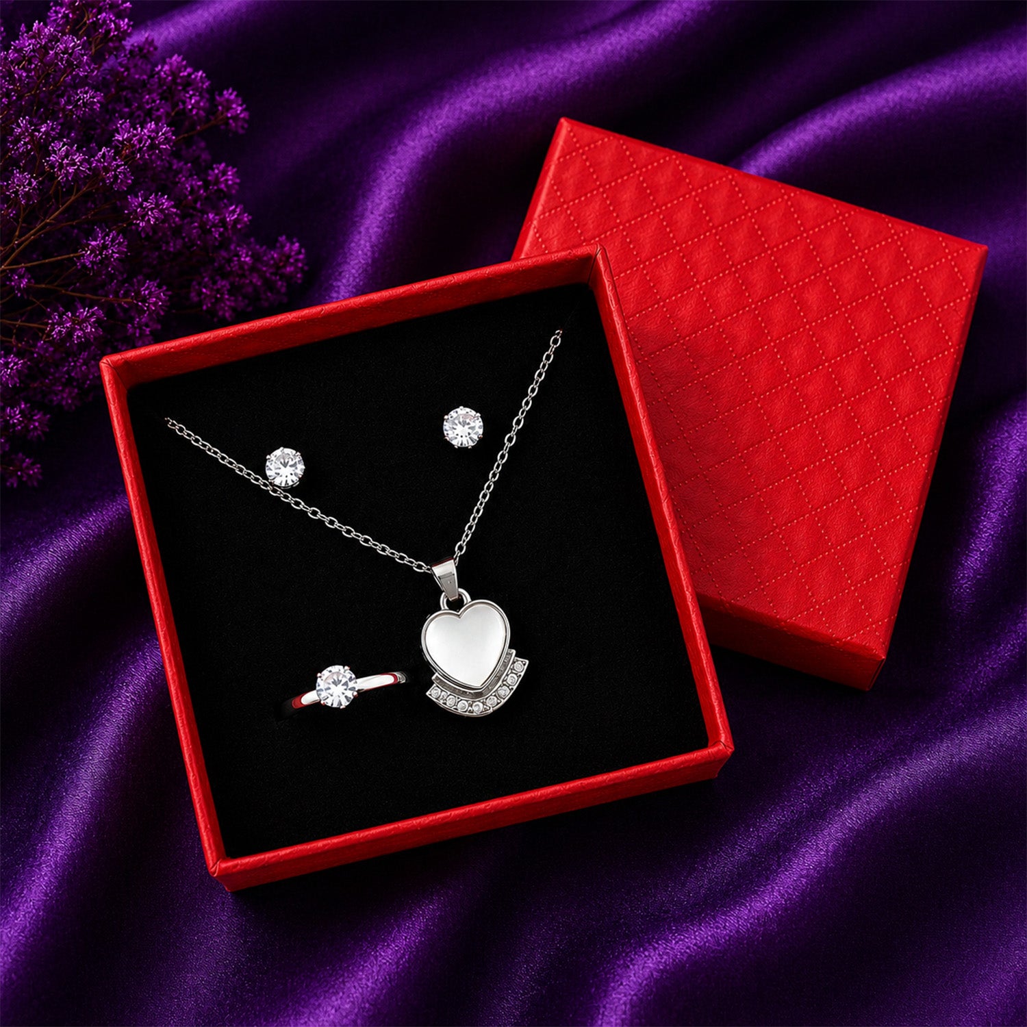 Elegant Heart Pendant Jewellery Set for Women & Girls