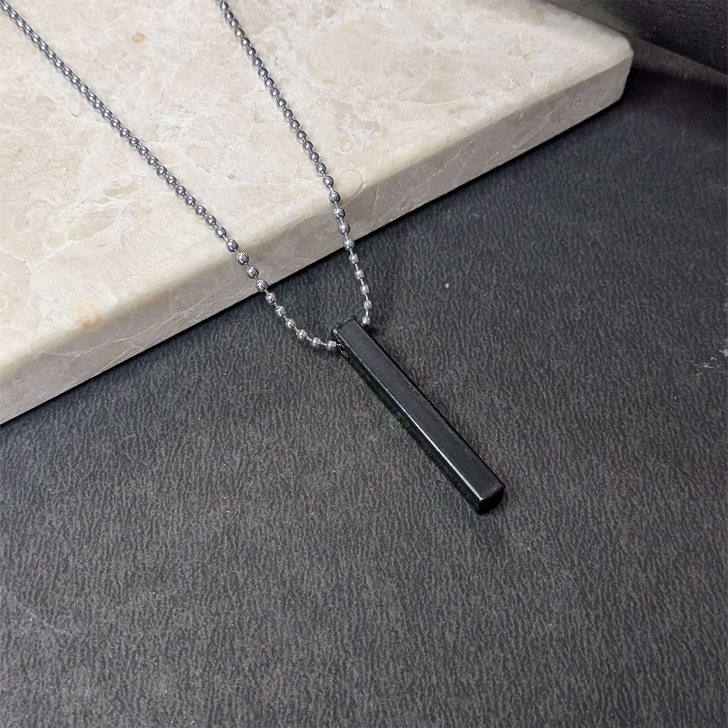 Stylish Sleek Vertical Bar Alloy Pendant With Chain For Men & Boys