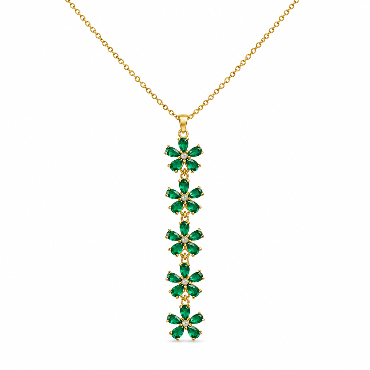 Vertical Cascade Of Five Vibrant CZ floral Pendant For Girls & Women's