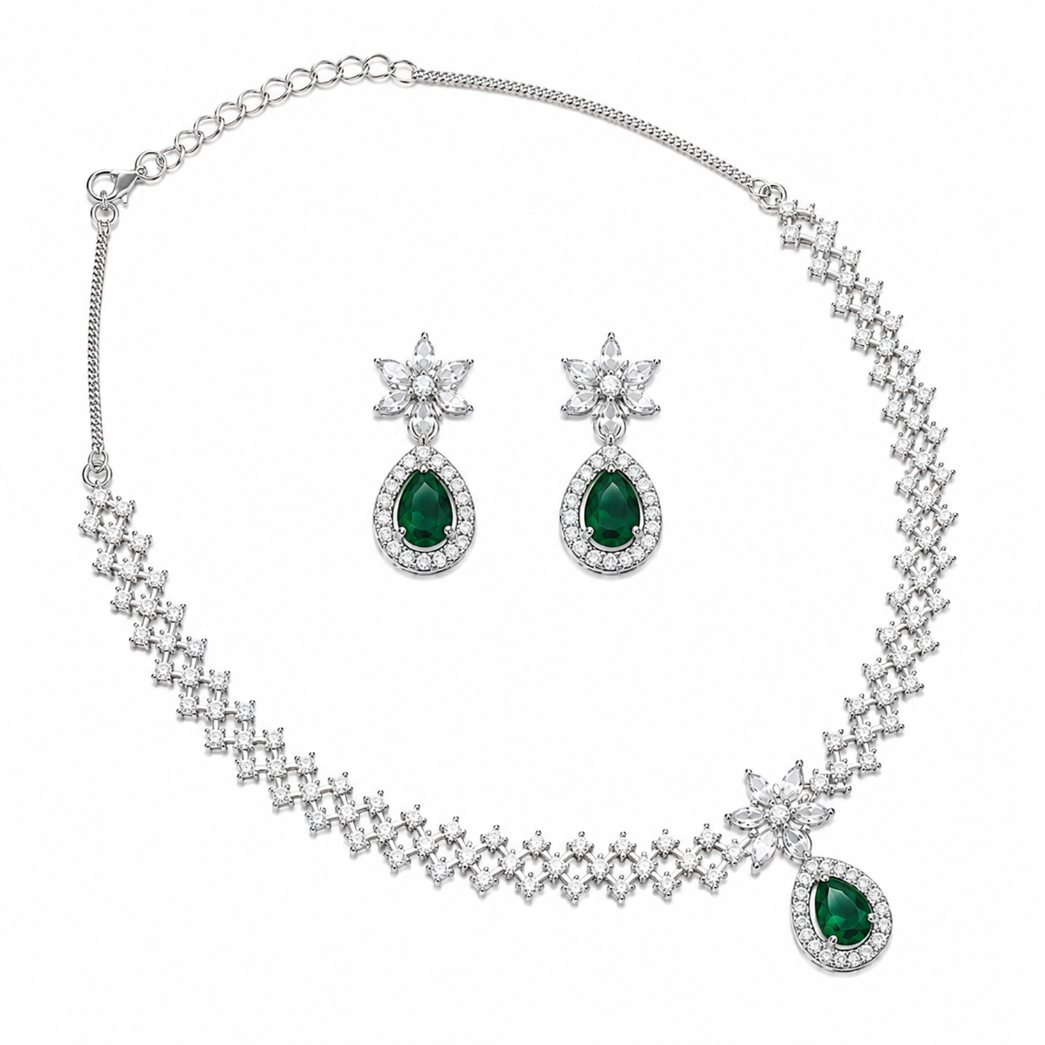 Shiny Sparkling Floral Necklace Set for Girls & Women's