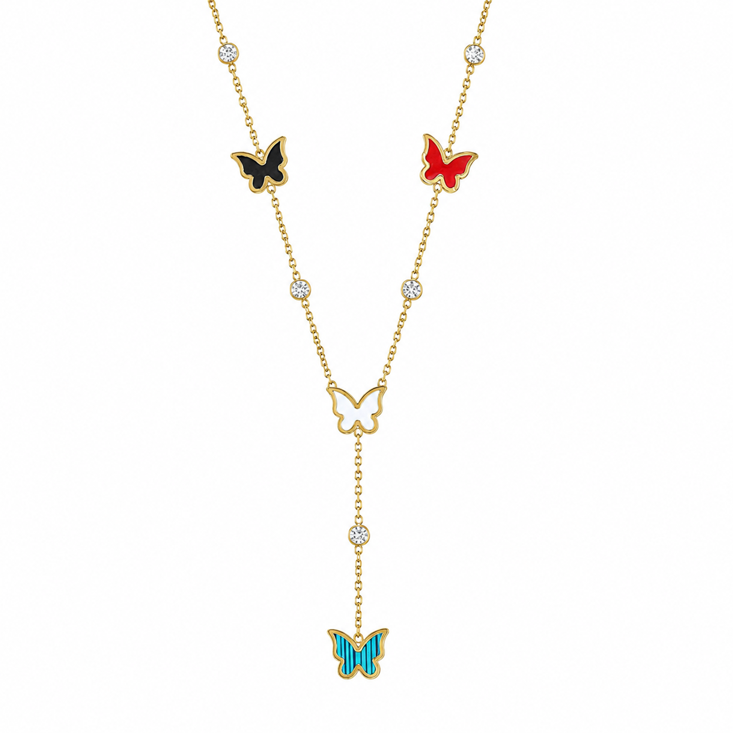 Multicolor Lariat Y-Drop Butterfly Necklace Pendant for Girls & Women's