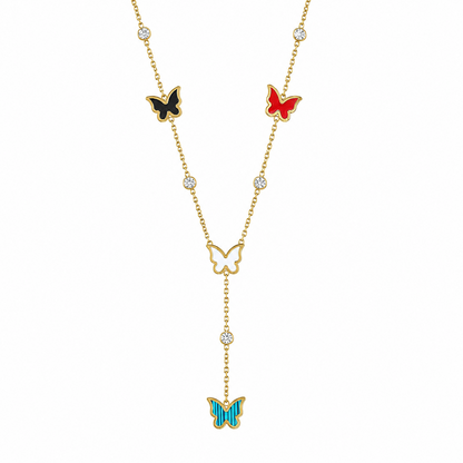 Multicolor Lariat Y-Drop Butterfly Necklace Pendant for Girls & Women's