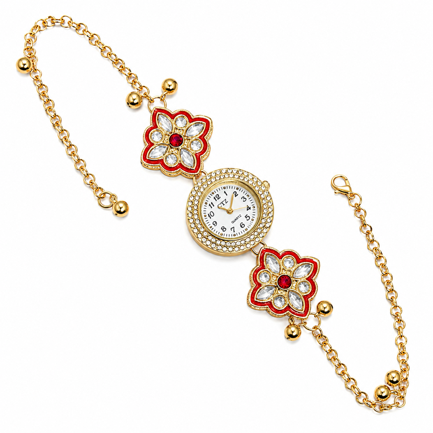 Floral Kundan Stone Kashmiri Watch for Women & Girls