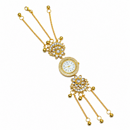 Floral Design Round Dial Kashimiri Watch for Women & Girls