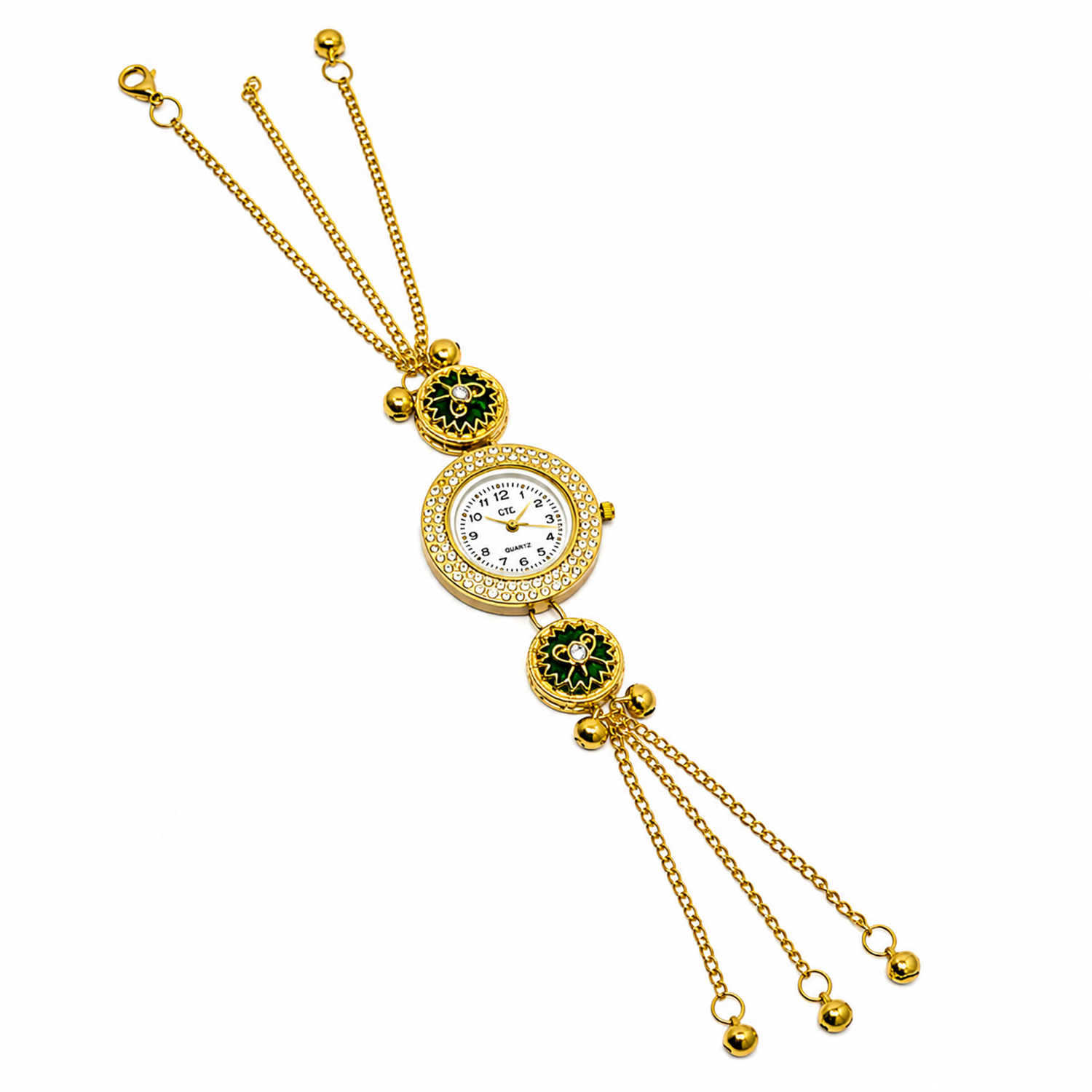 Floral Stone Round Dial Kashmiri Watch for Women & Girls