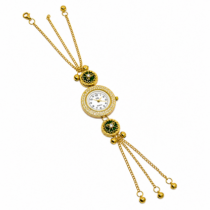 Floral Stone Round Dial Kashmiri Watch for Women & Girls