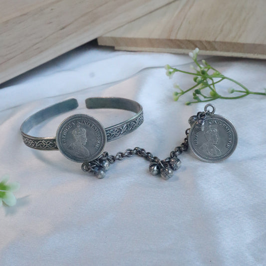 Oxidised Coin Slave Bracelet