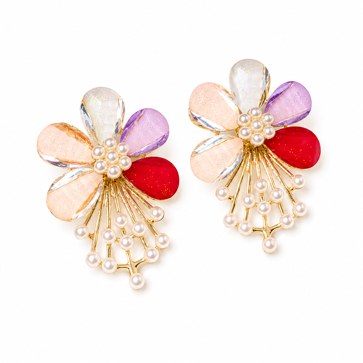 Flower Pearl Drop Earrings for Girls & Women