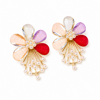 Flower Pearl Drop Earrings for Girls & Women