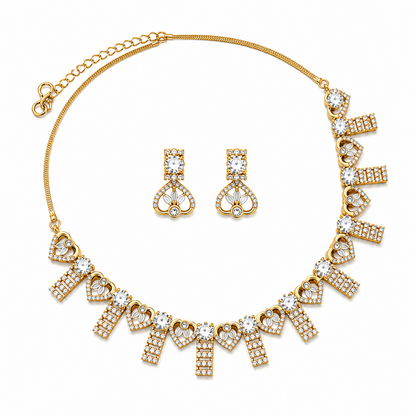 Enchanting AD Stone Heart Shape Necklace Set for Girls & Women's
