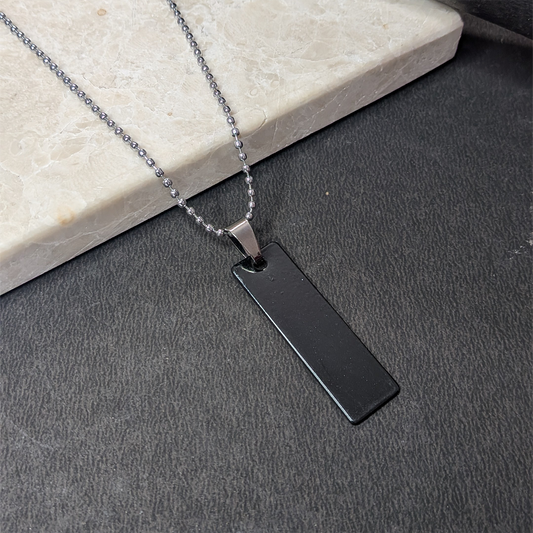 Stylish Blank Rectangular Bar Alloy Pendant With Chain For Men & Boys