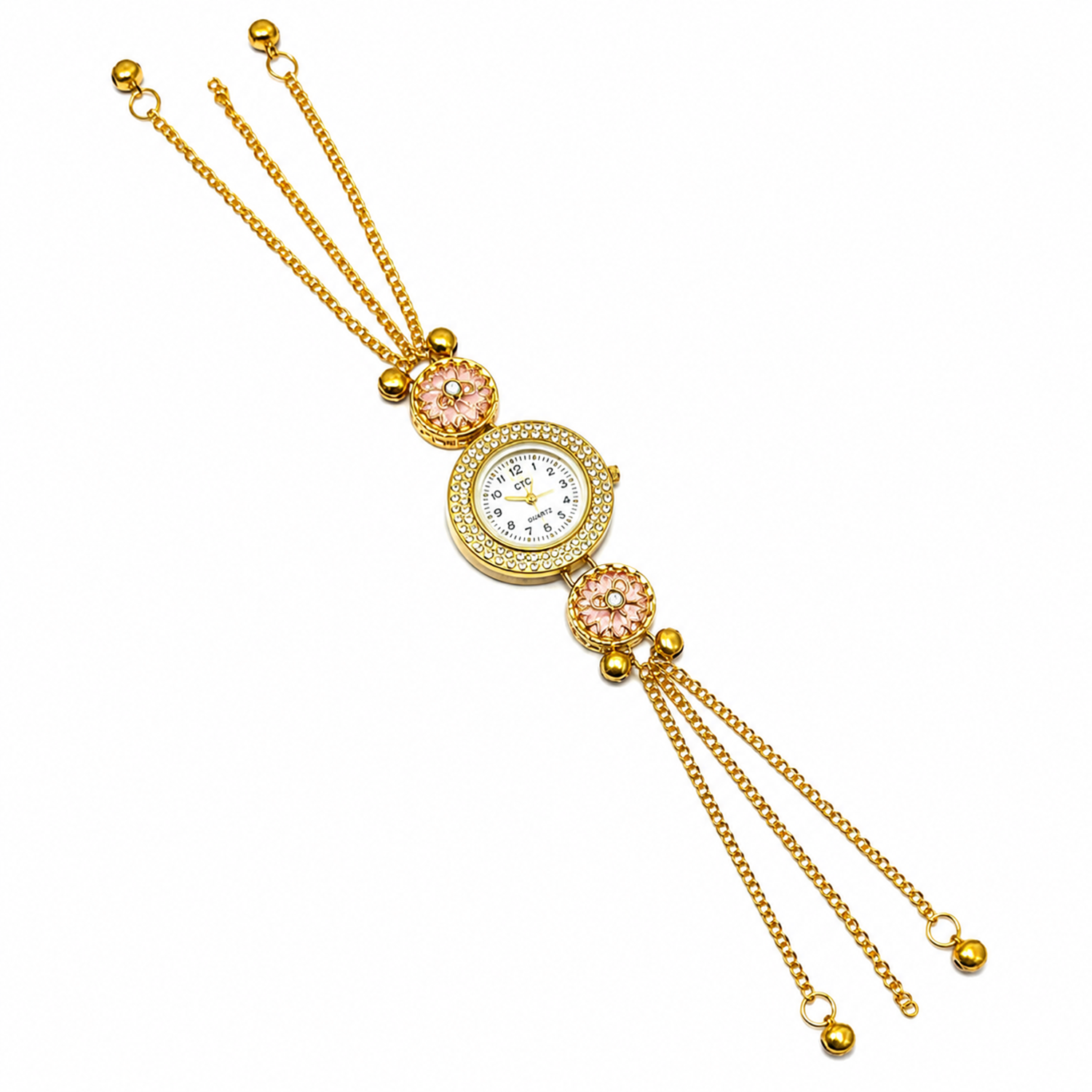 Floral Stone Round Dial Kashmiri Watch for Women & Girls