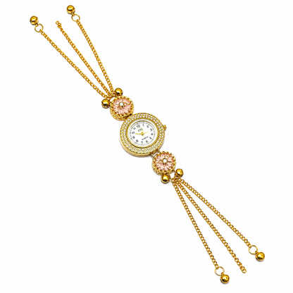 Floral Stone Round Dial Kashmiri Watch for Women & Girls