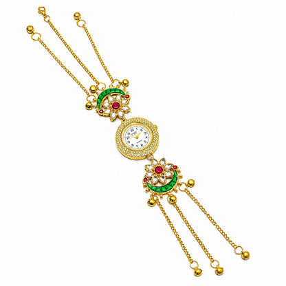 Floral Design Round Dial Kashimiri Watch for Women & Girls
