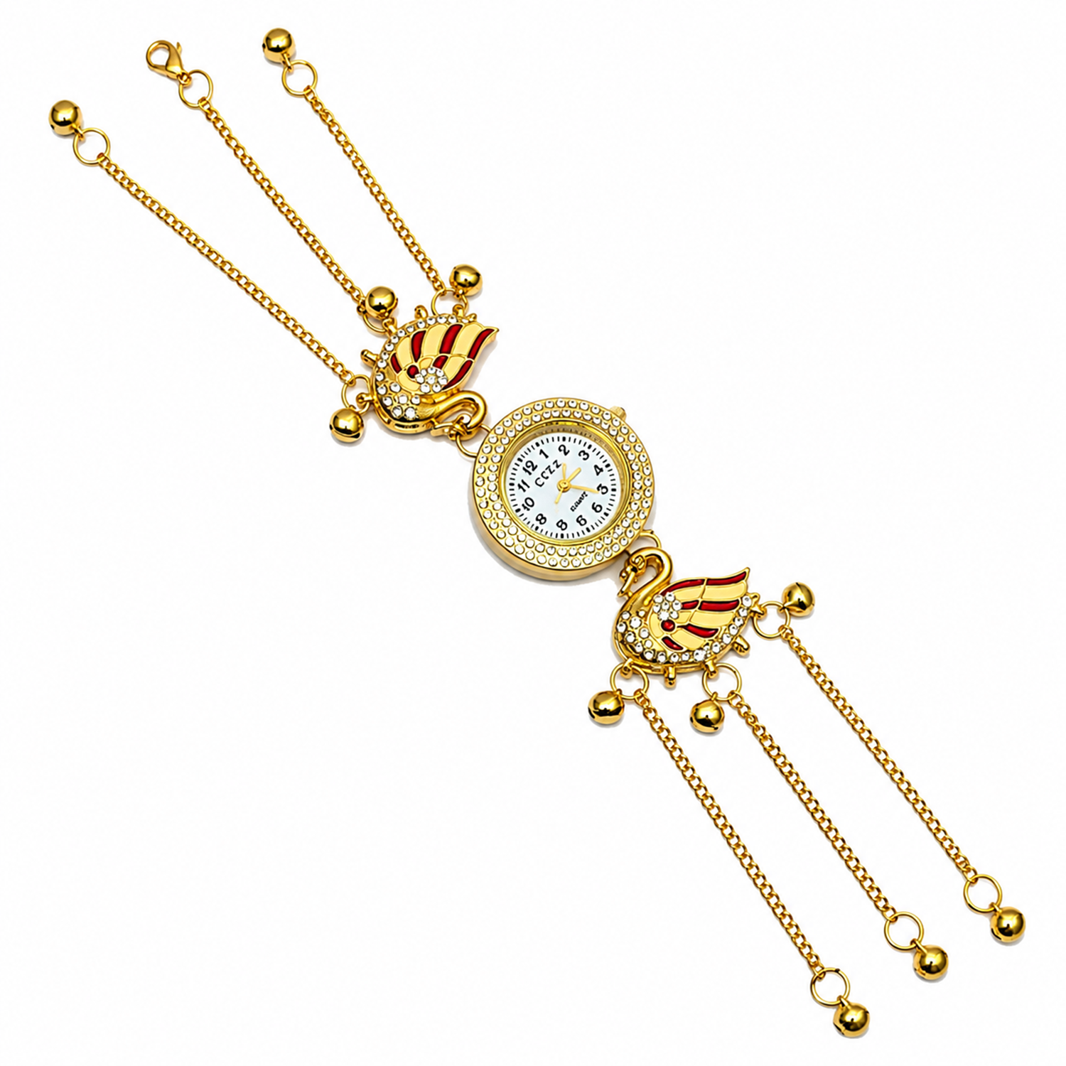 Swan Design Crystal Stone Kashmiri Watch for Girls & Women