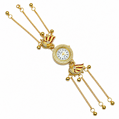 Swan Design Crystal Stone Kashmiri Watch for Girls & Women
