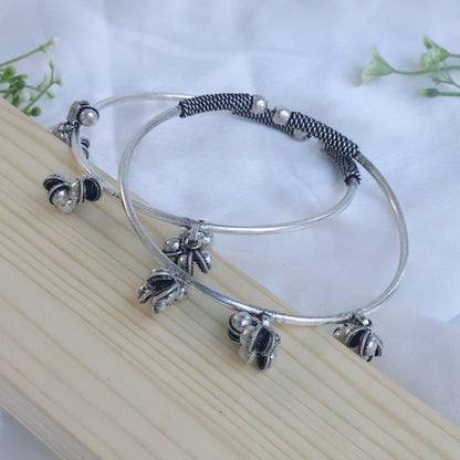 Oxidised Silver Ghungroo Cuff Anklets