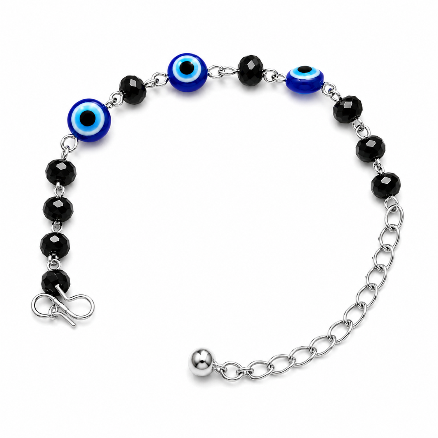 Central Blue Evil Eye Black Beads Bracelet for Girls & Women's