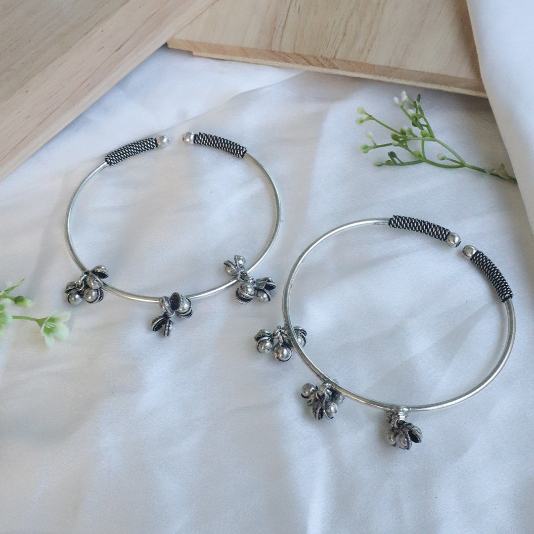 Oxidised Silver Ghungroo Cuff Anklets