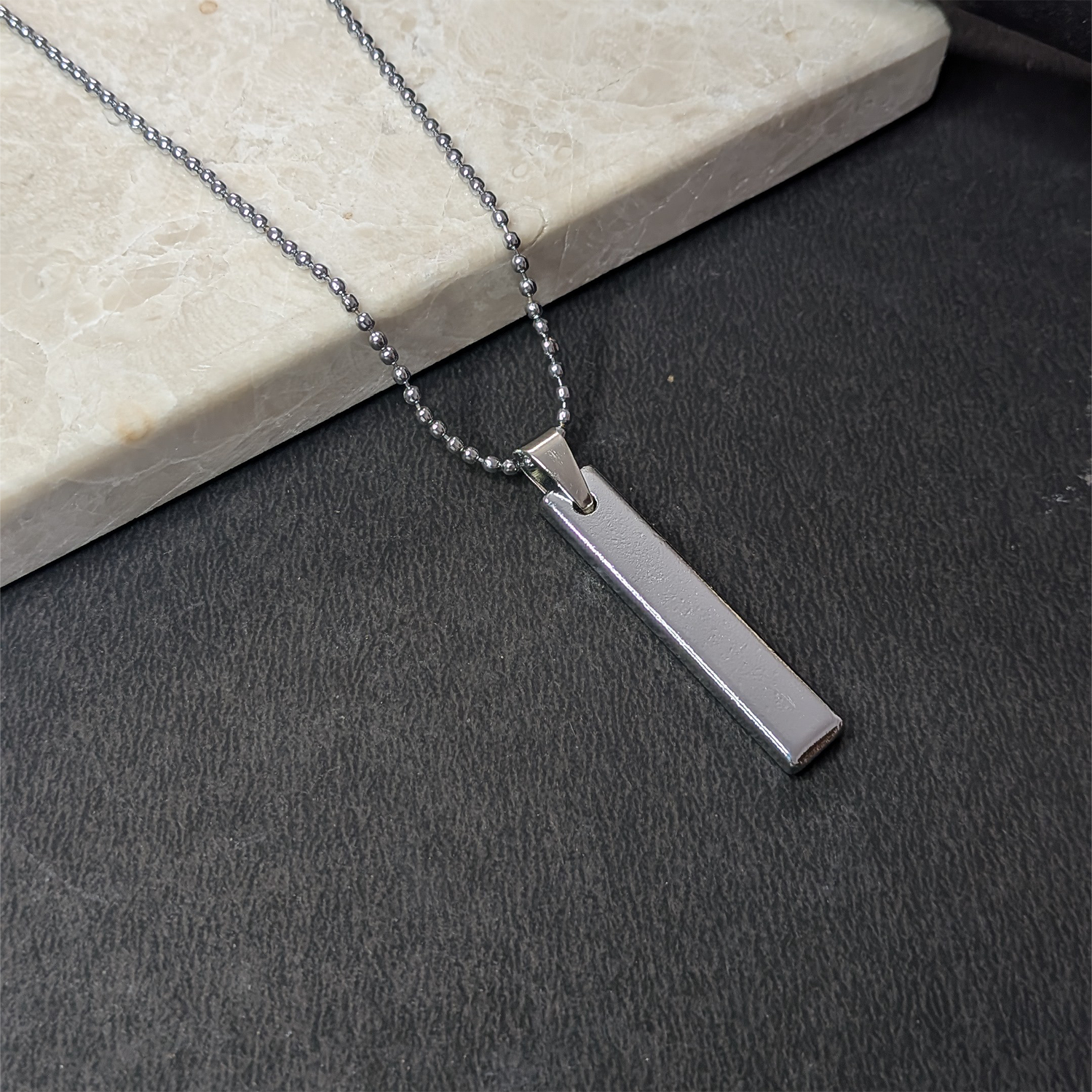 Minimalist Keyhouse Bar Alloy Pendant With Chain For Men & Boys