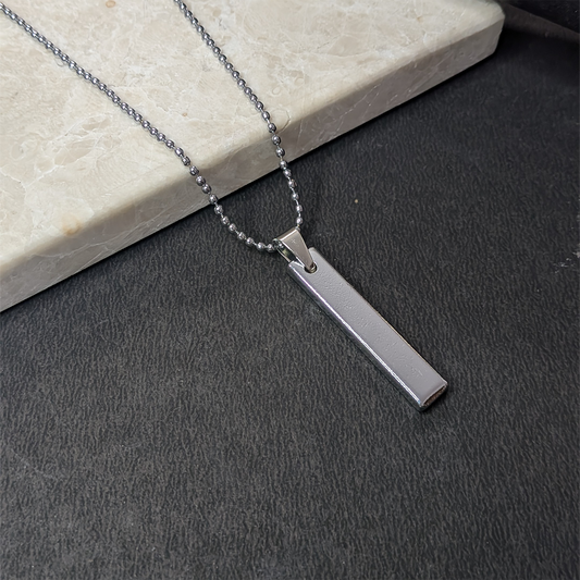Minimalist Keyhouse Bar Alloy Pendant With Chain For Men & Boys