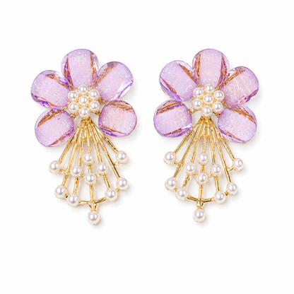 5 PetalFlower Pearl Drop Earrings for Girls & Women