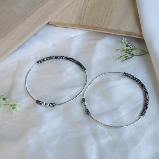 Oxidised Silver Bangle Anklet Set