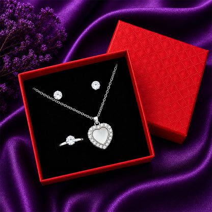 Women’s 3-Piece Heart Pendant Jewelry Gift Set