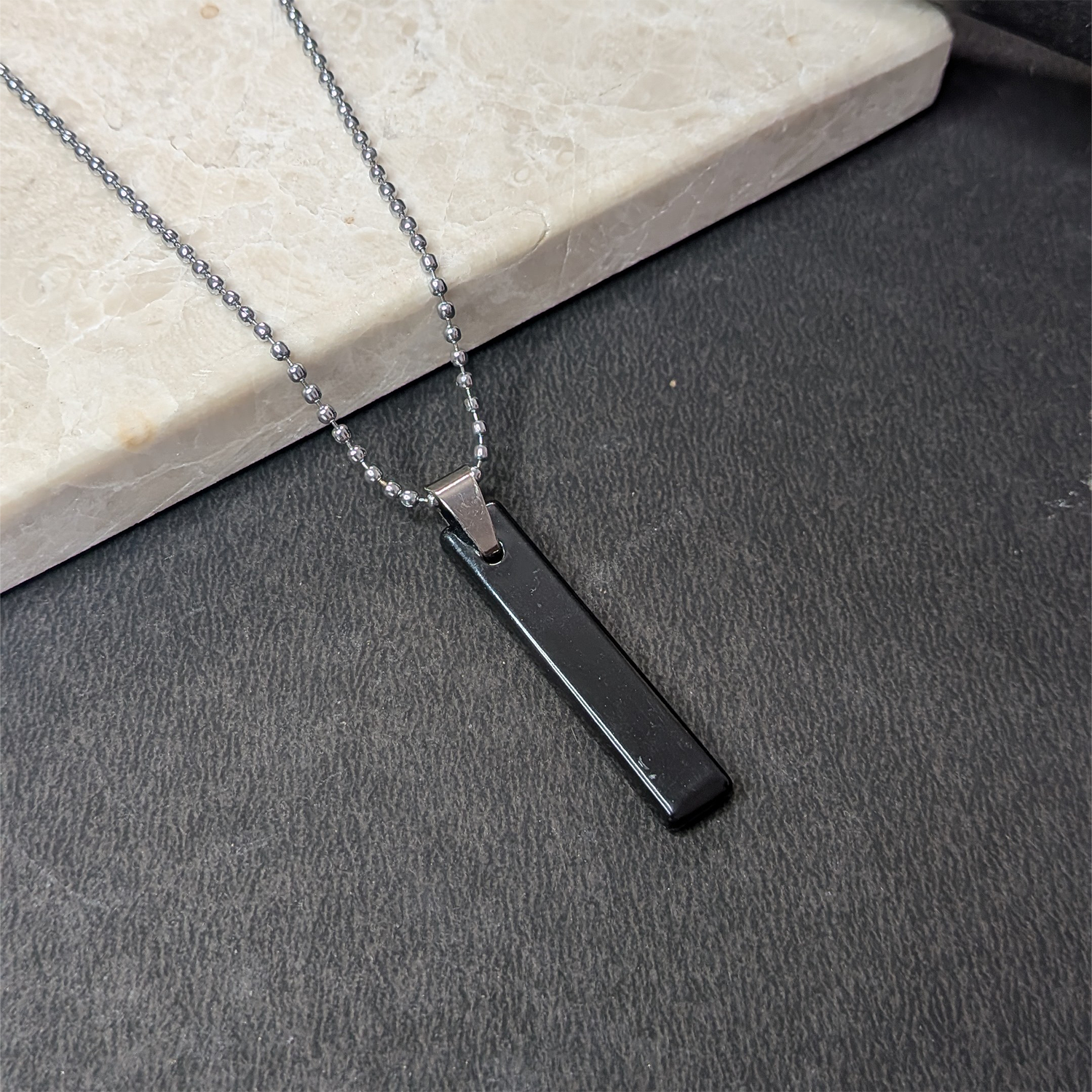 Minimalist Keyhouse Bar Alloy Pendant With Chain For Men & Boys