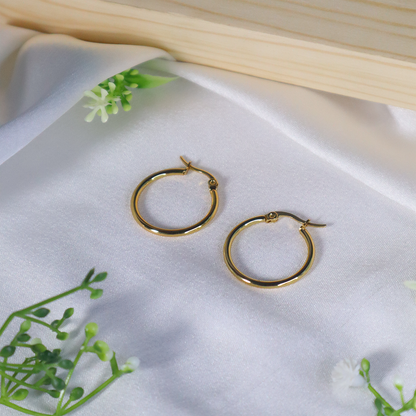 18K Gold Plated Classic Round Hoop Earrings