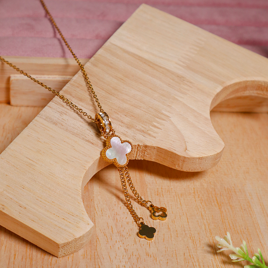 18K Gold Plated Clover Hanging Pendant Necklace (Anti-Tarnish)