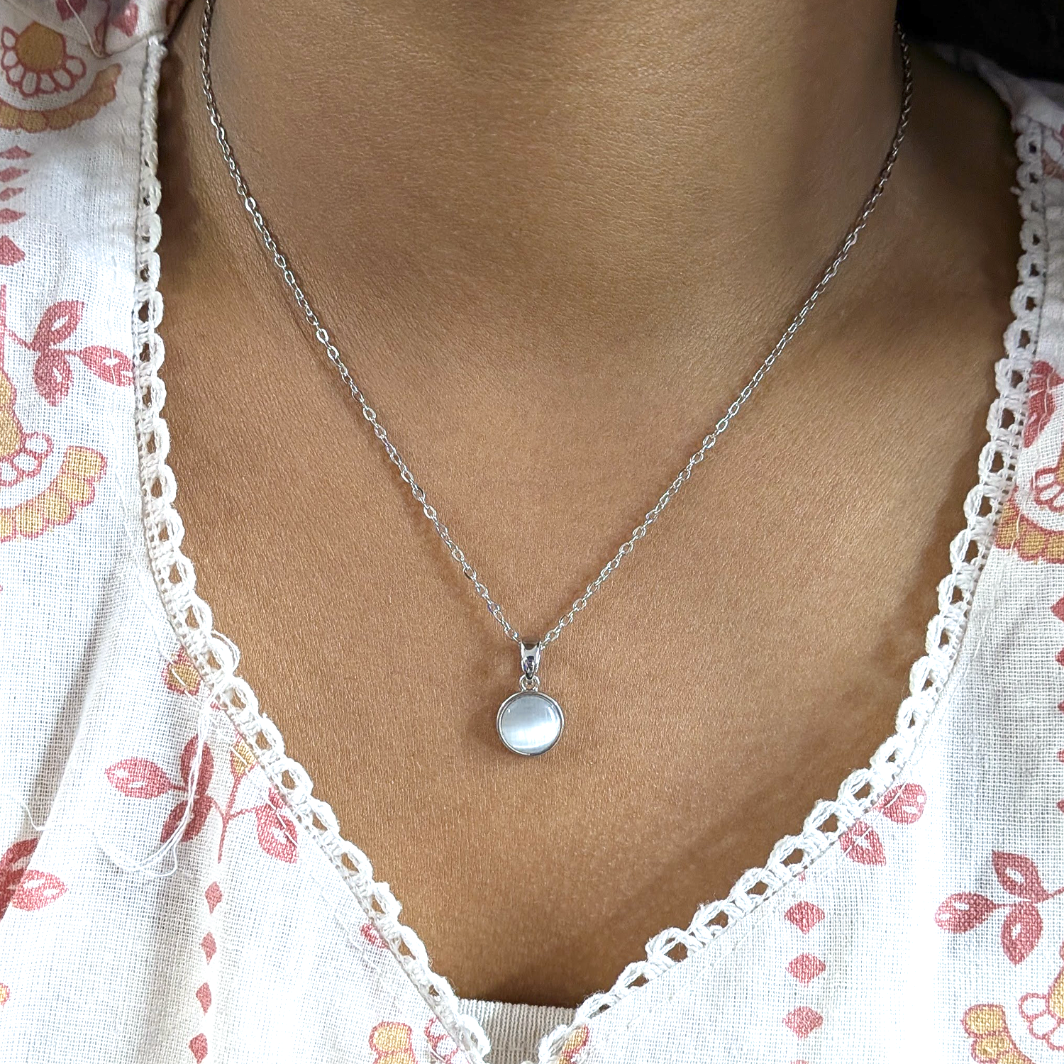 Gold Plated Moonstone Pendant Necklace for Women & Girls