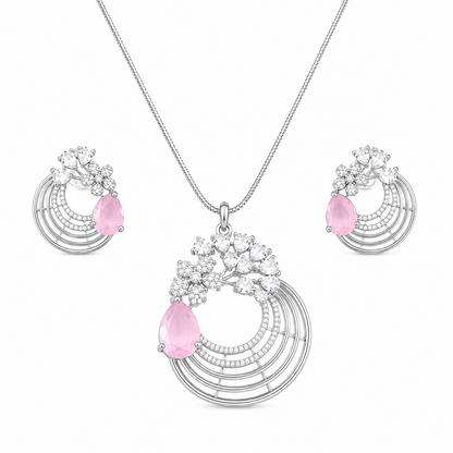 Distinctive Peacock Wings Teardrop Stone Pendant Set for Girls & Women's
