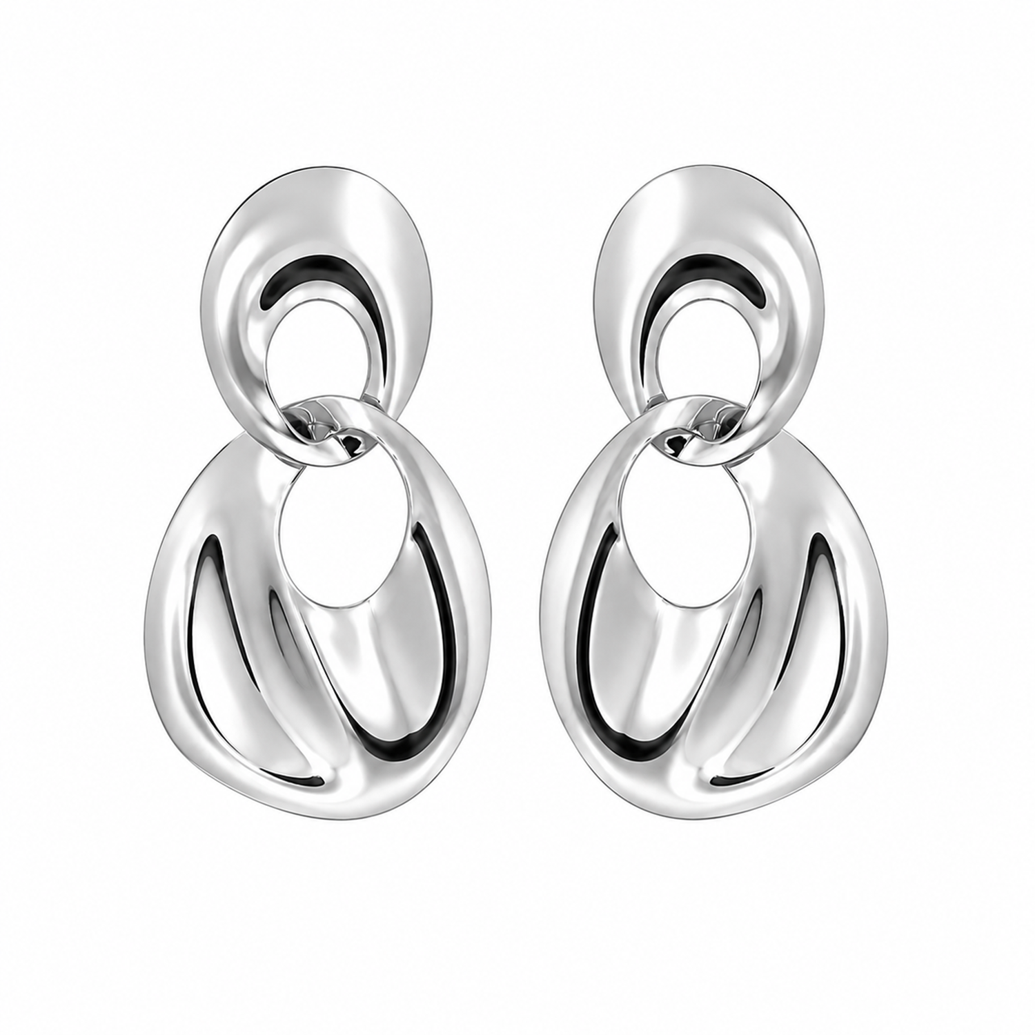 Irregular Double Disc Drop Earrings for Girls & Women