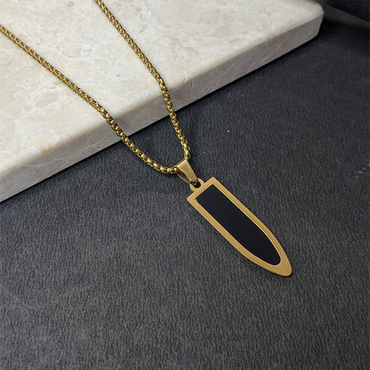 Stylish Midnight Prism Pendant With Golden Chain For Men & Boys