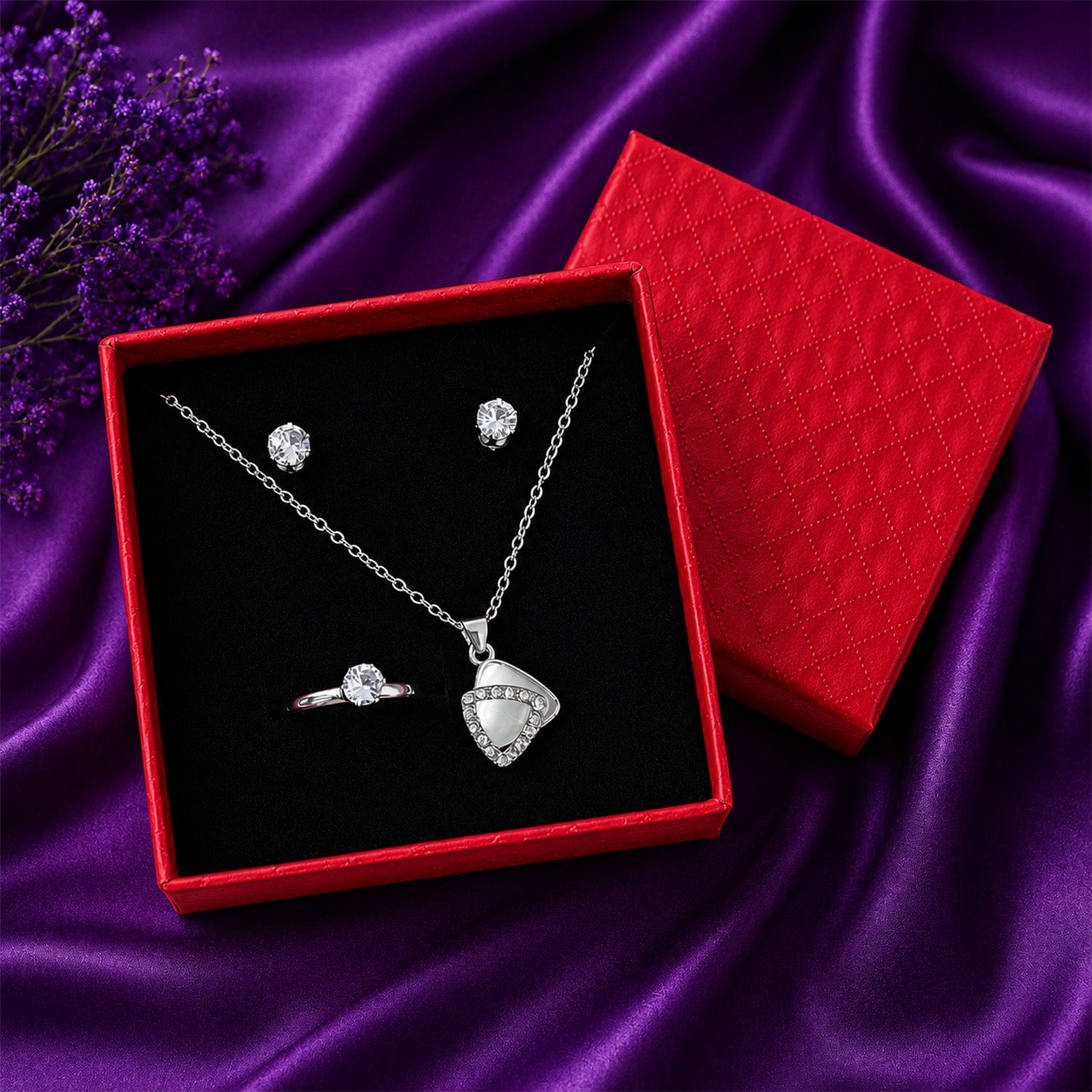 Elegant Heart-Shaped Pendant Jewellery Set for Women & Girls