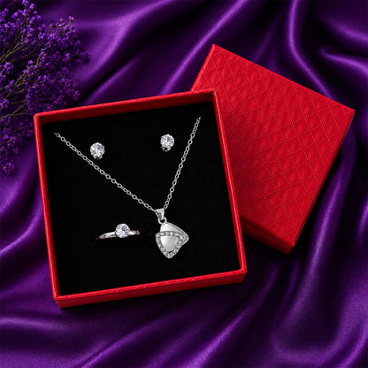 Elegant Heart-Shaped Pendant Jewellery Set for Women & Girls