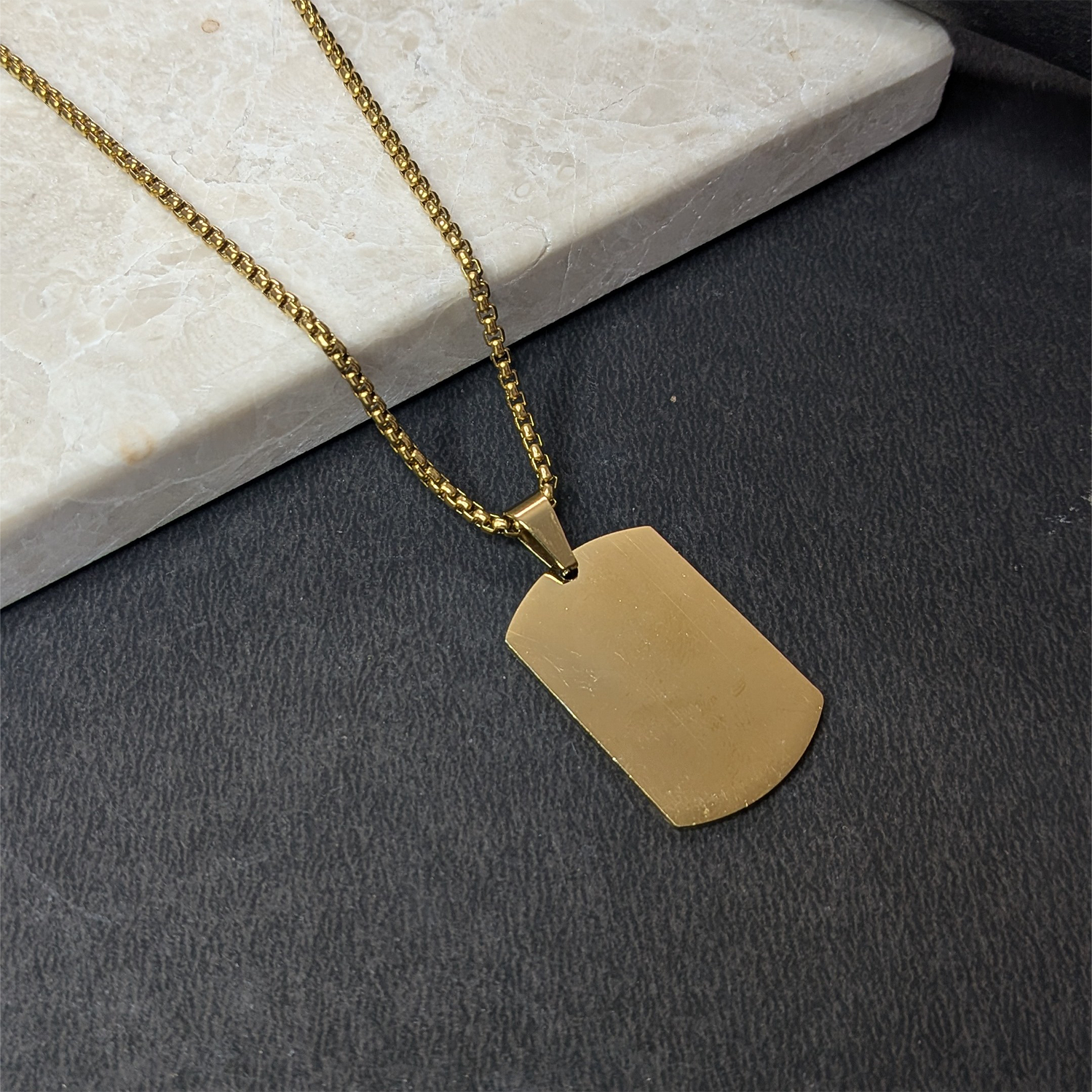 Rectangular Tag Pattern Pendant With Chain For Men & Boys