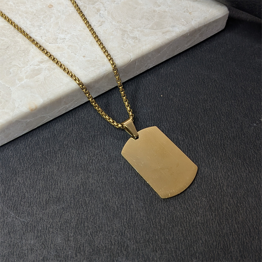 Rectangular Tag Pattern Pendant With Chain For Men & Boys