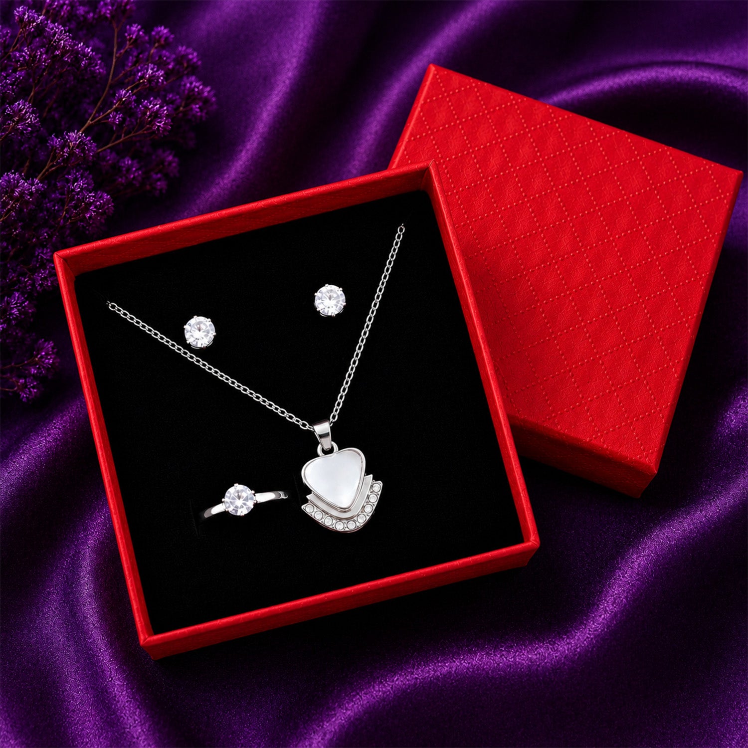 Heart Pendant Jewellery Set for Women & Girls