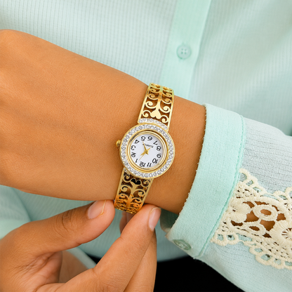 Modern Fishy Design AD Studded Band Bracelet Watch For Girls & Women