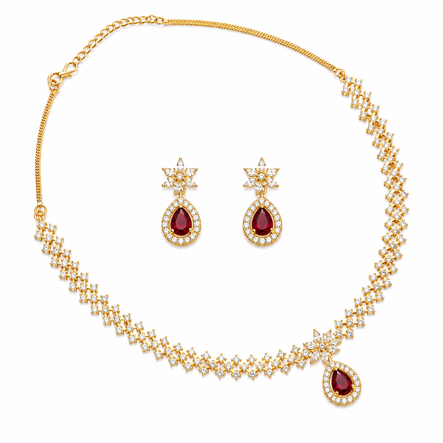 Shiny Sparkling Floral Necklace Set for Girls & Women's