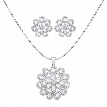 Twilight Blossom Rhodium Finish Pendant Set for Girls & Women's