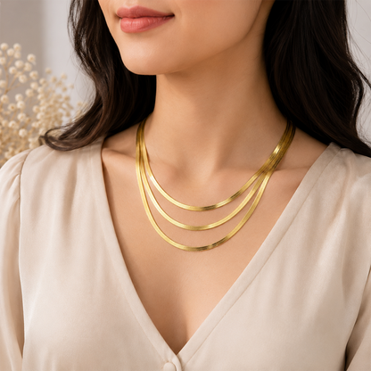 Triple Layered Herringbone Plain Pendant for Girls & Women's